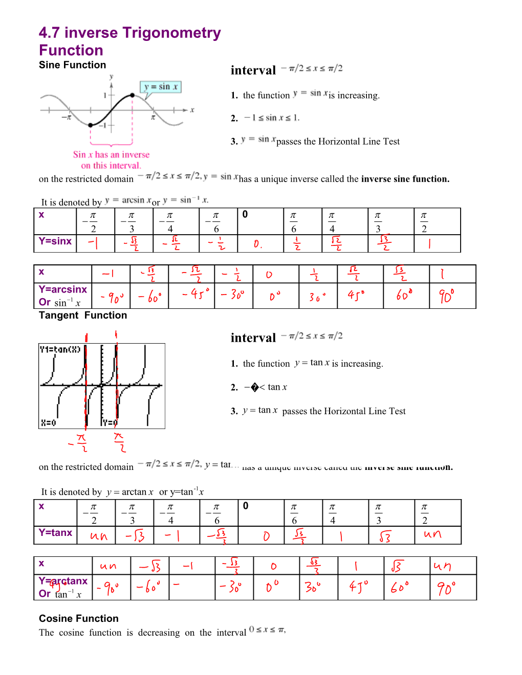 4.7 Inverse Trigonometry