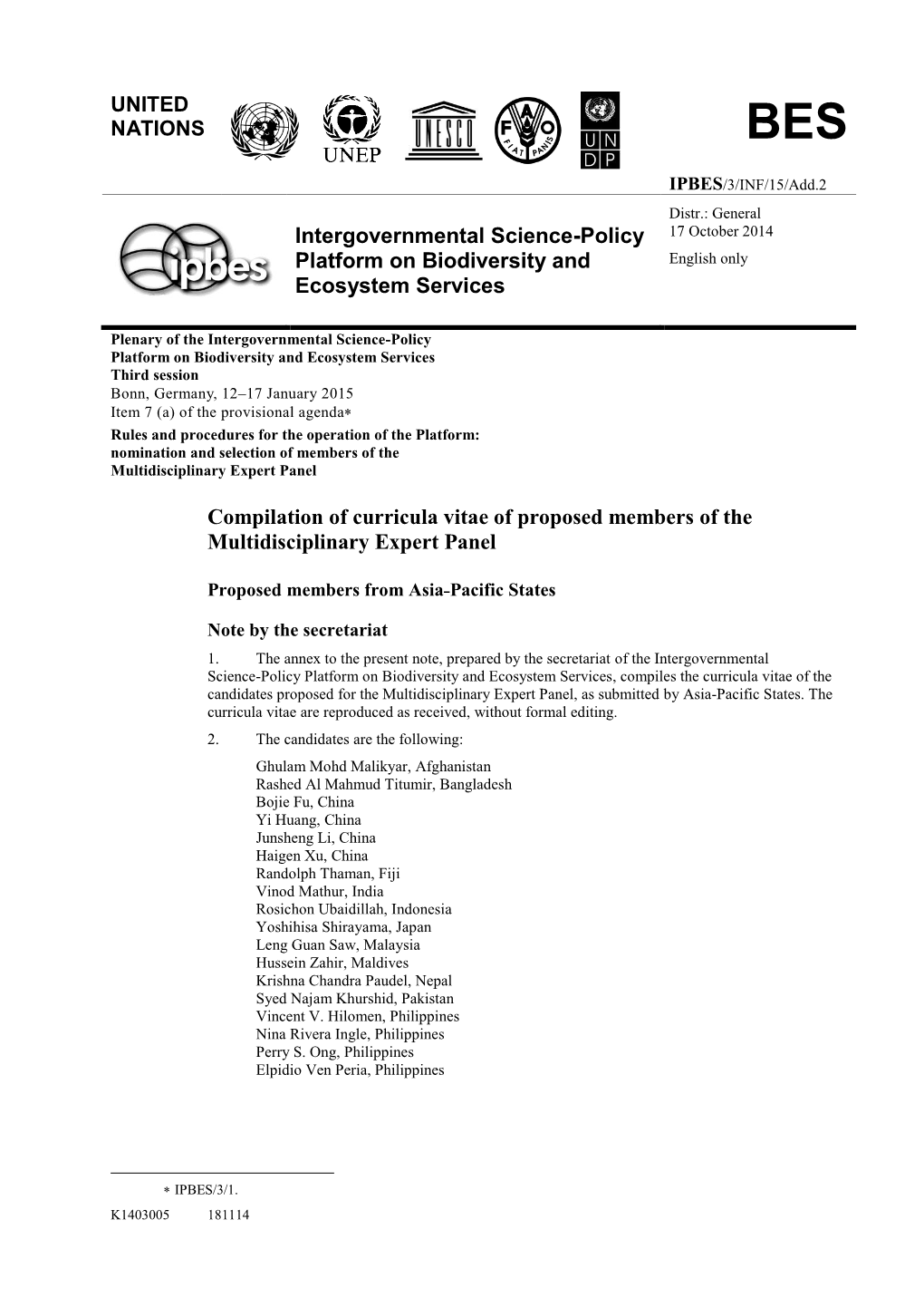 Intergovernmental Science-Policy Platform on Biodiversity