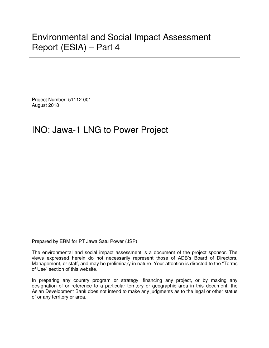 51112-001: Jawa-1 Liquefied Natural Gas-To-Power Project