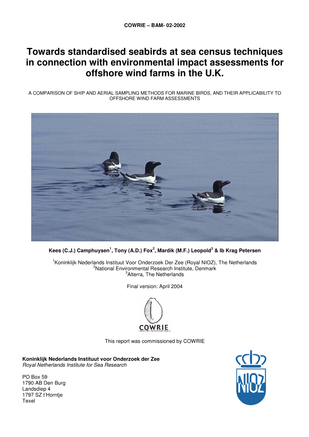 Towards Standardised Seabirds at Sea Census Techniques in Connection with Environmental Impact Assessments for Offshore Wind Farms in the U.K