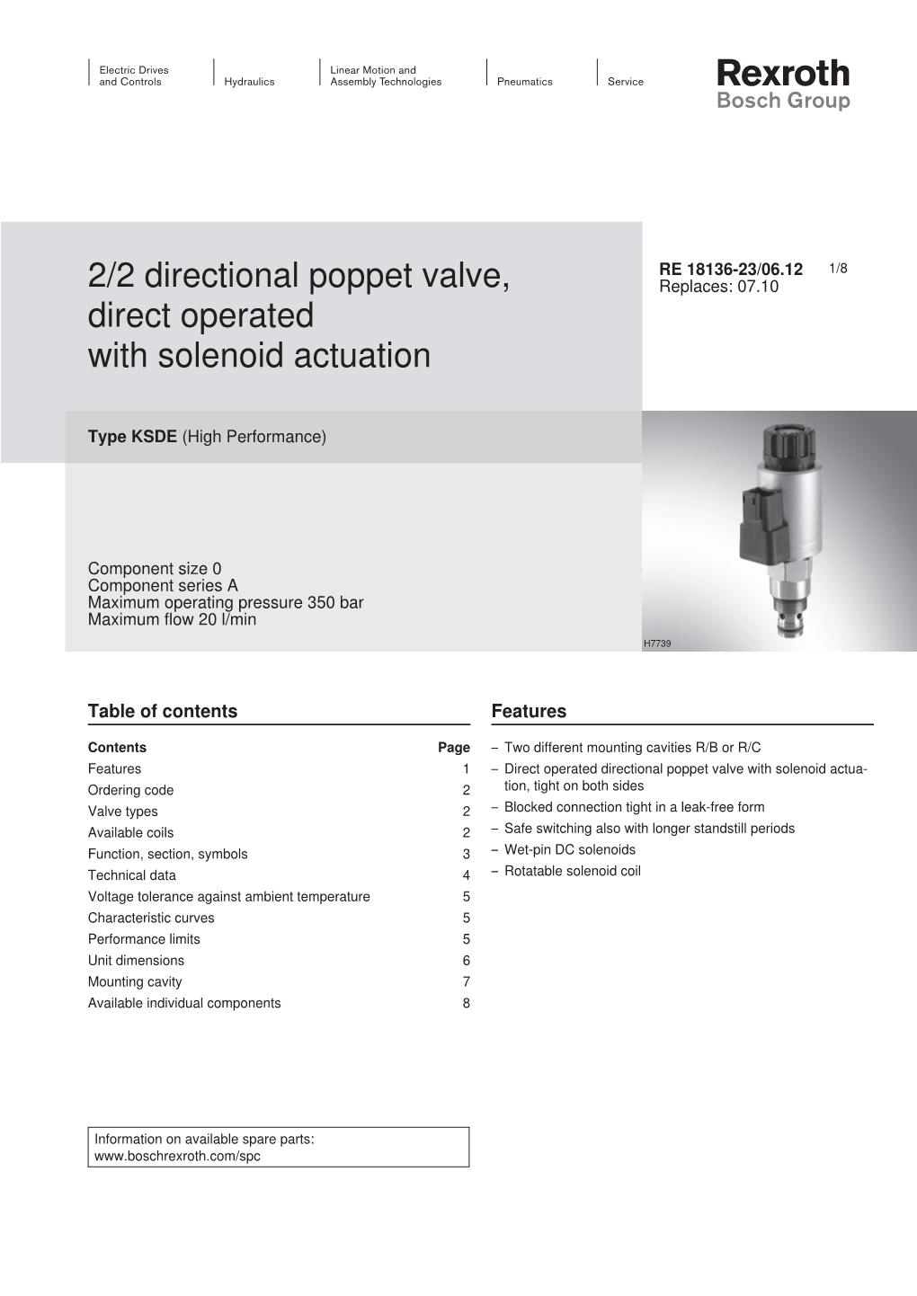 2/2 Directional Poppet Valve, Direct Operated with Solenoid Actuation