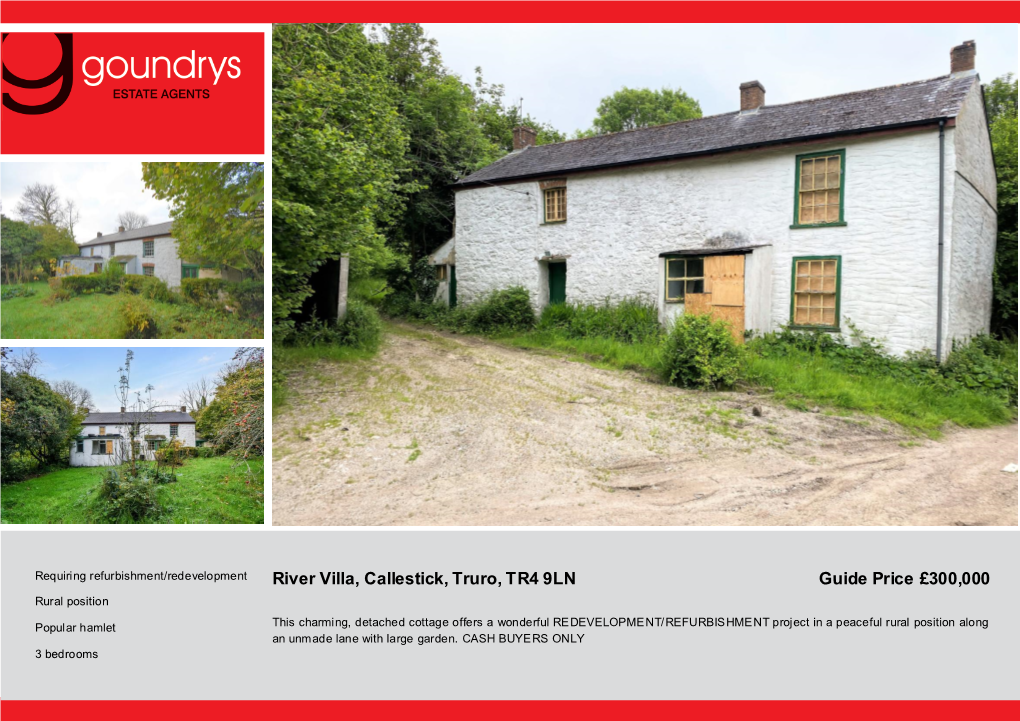 River Villa, Callestick, Truro, TR4 9LN Guide Price £300,000