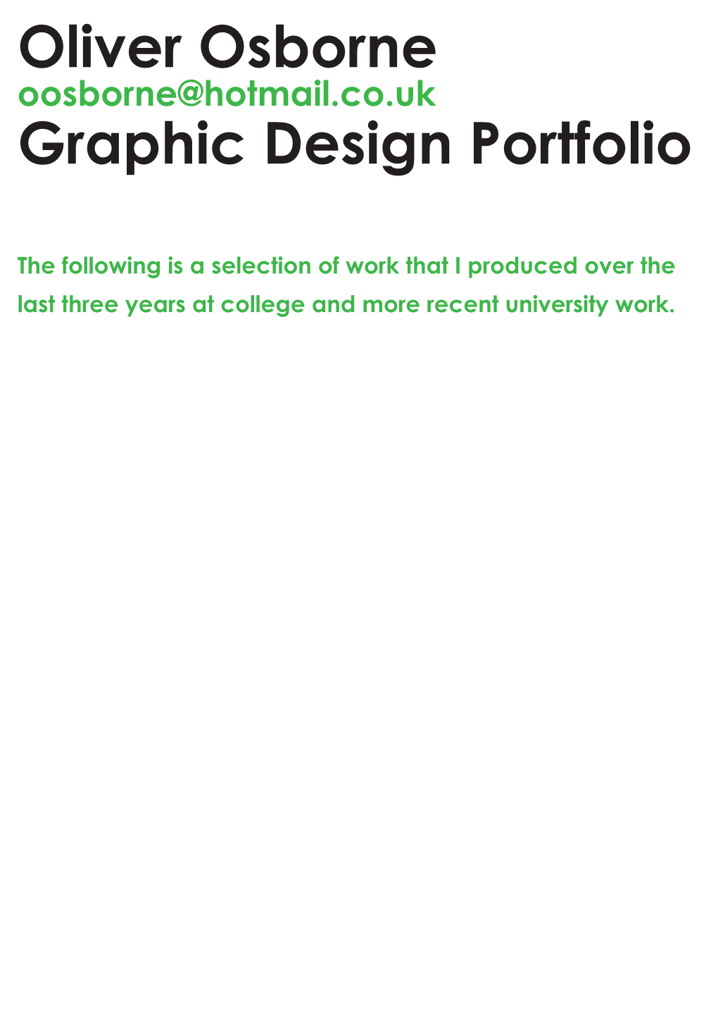 Oliver Osborne Graphic Design Portfolio