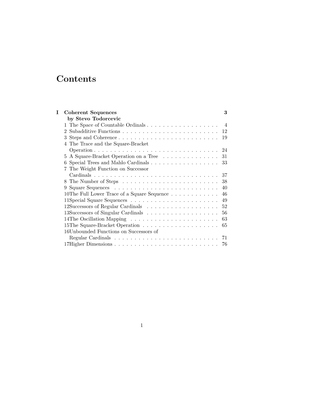 Coherent Sequences 3 by Stevo Todorcevic 1 the Space of Countable Ordinals