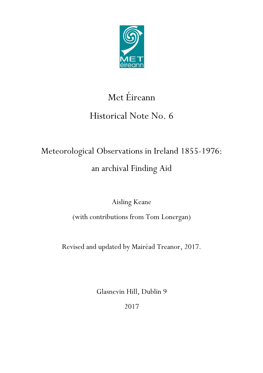 Met Éireann Historical Note No. 6