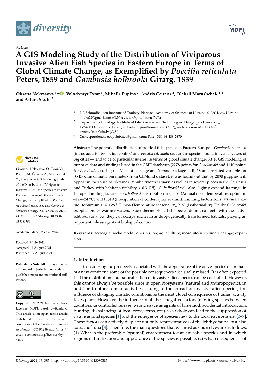 A GIS Modeling Study of the Distribution of Viviparous