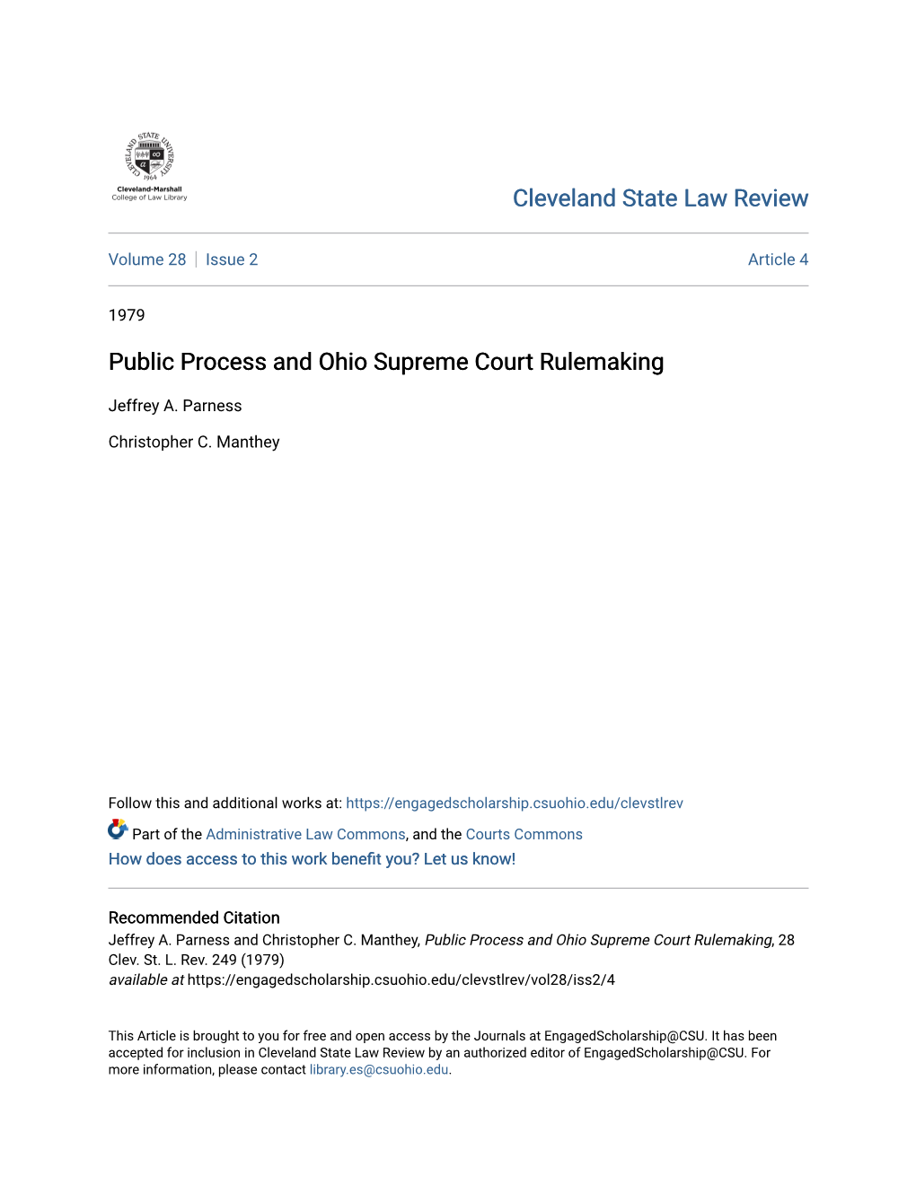 Public Process and Ohio Supreme Court Rulemaking