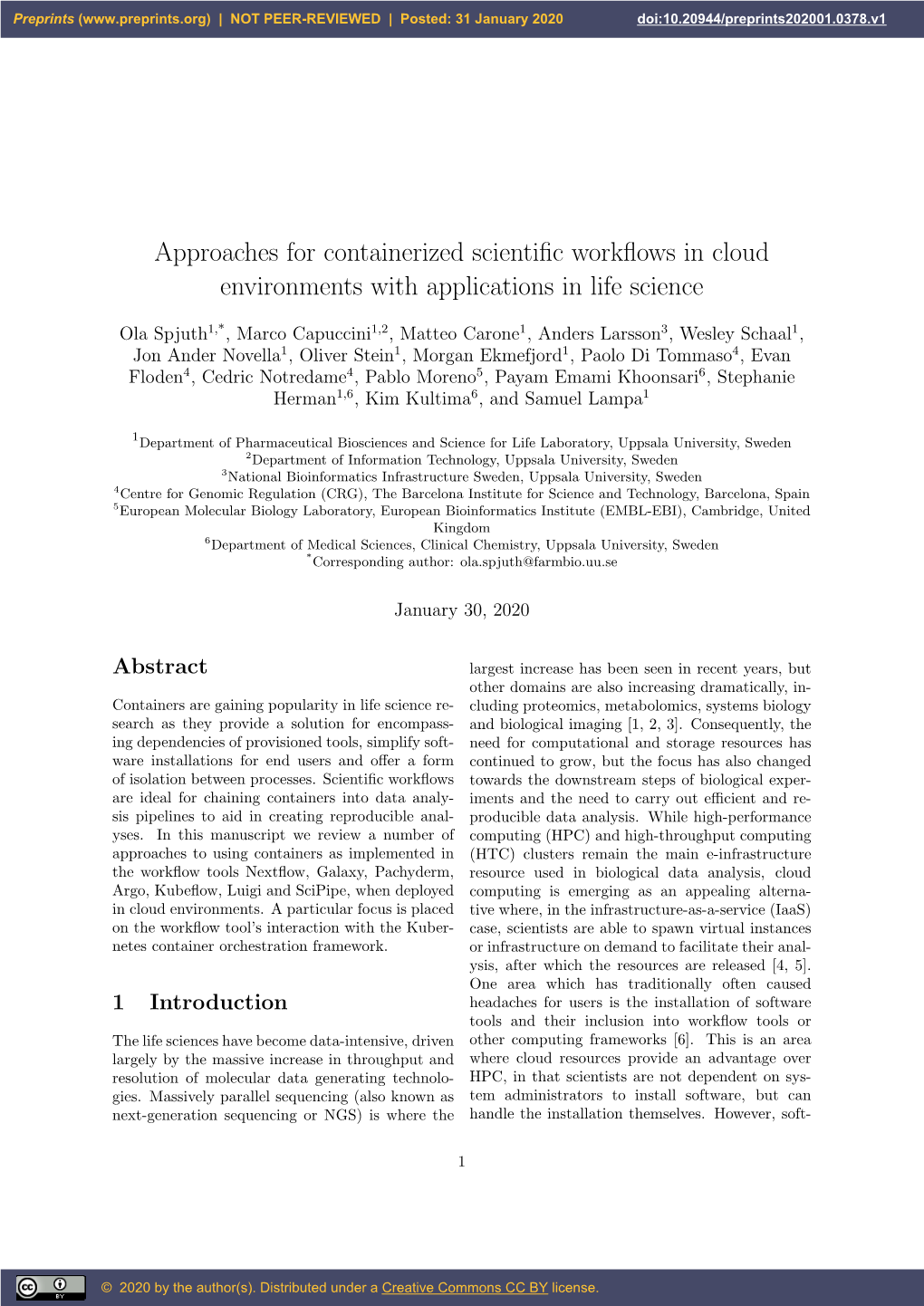 Approaches for Containerized Scientific Workflows in Cloud