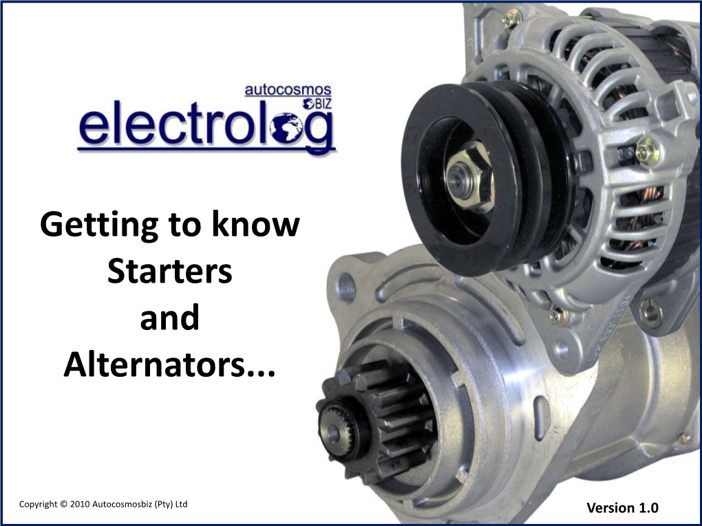 Getting to Know Starters and Alternators