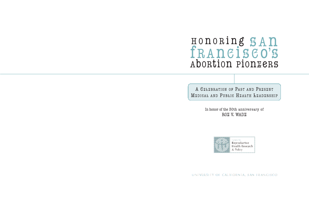 Honoring San Francisco's Abortion Pioneers