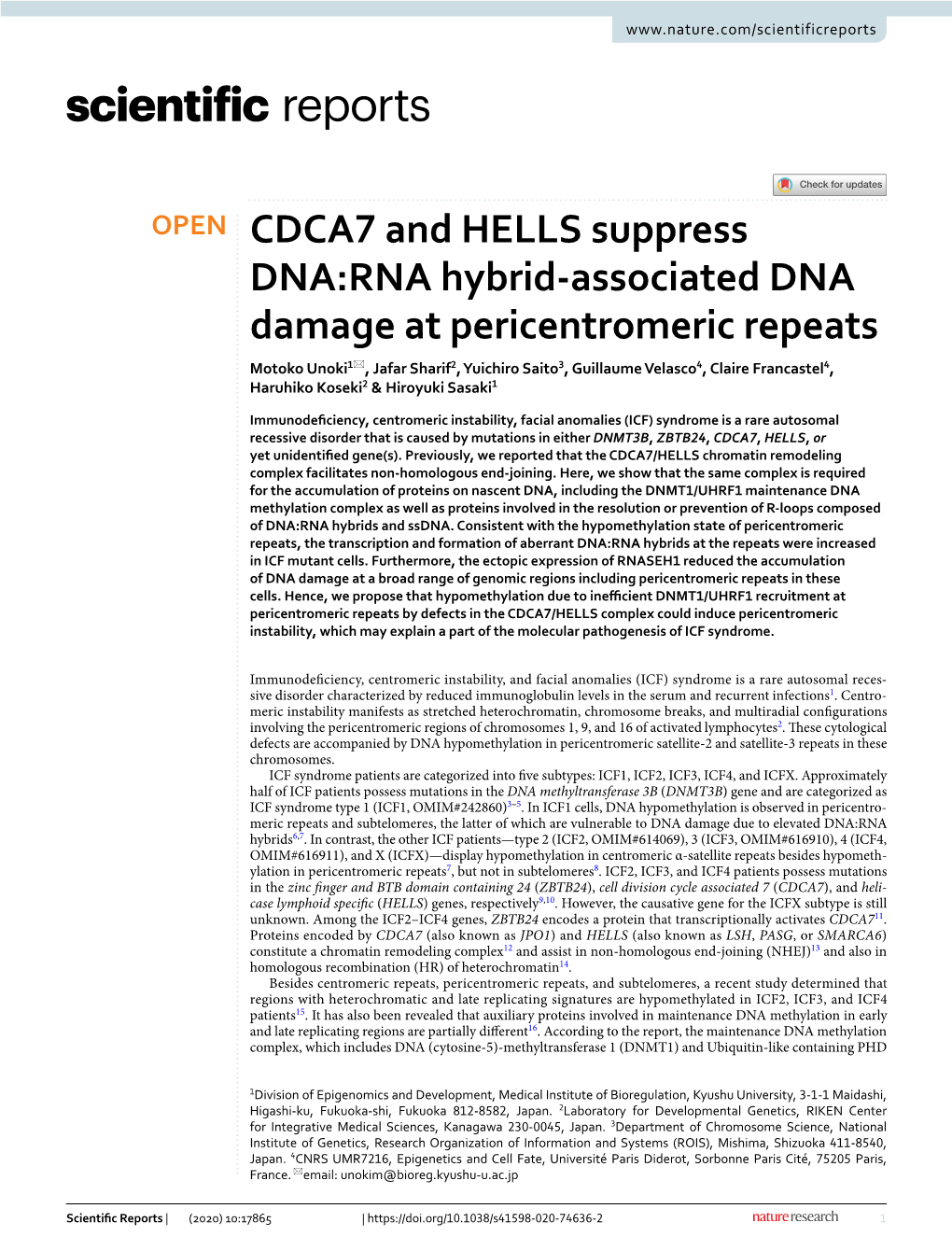 CDCA7 and HELLS Suppress DNA:RNA Hybrid-Associated DNA Damage at Pericentromeric Repeats