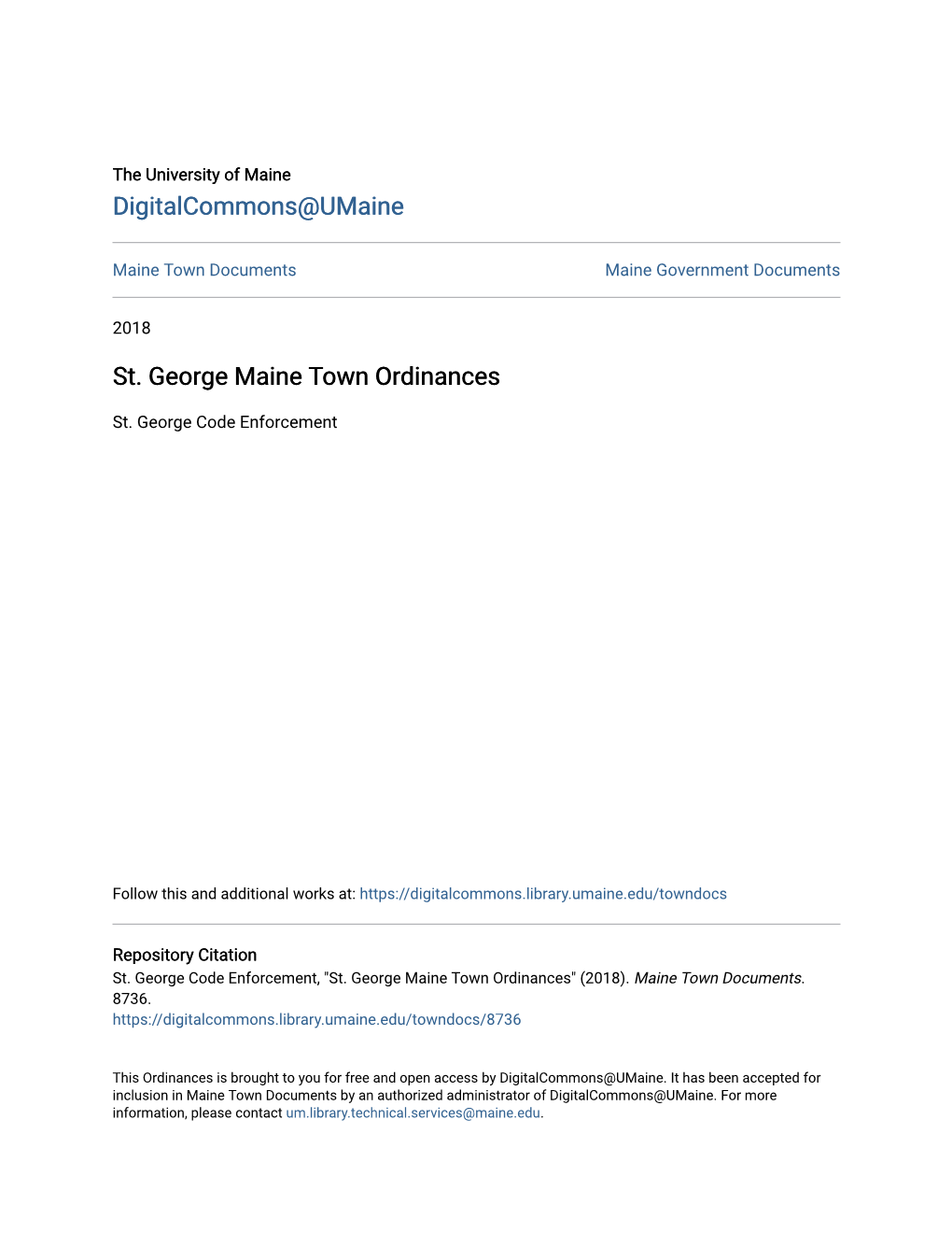 St. George Maine Town Ordinances