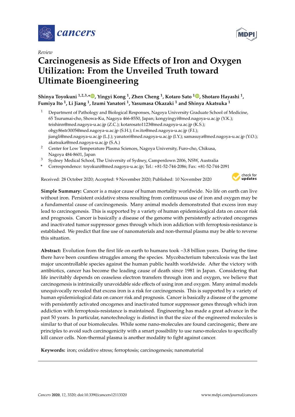 Carcinogenesis As Side Effects of Iron and Oxygen Utilization