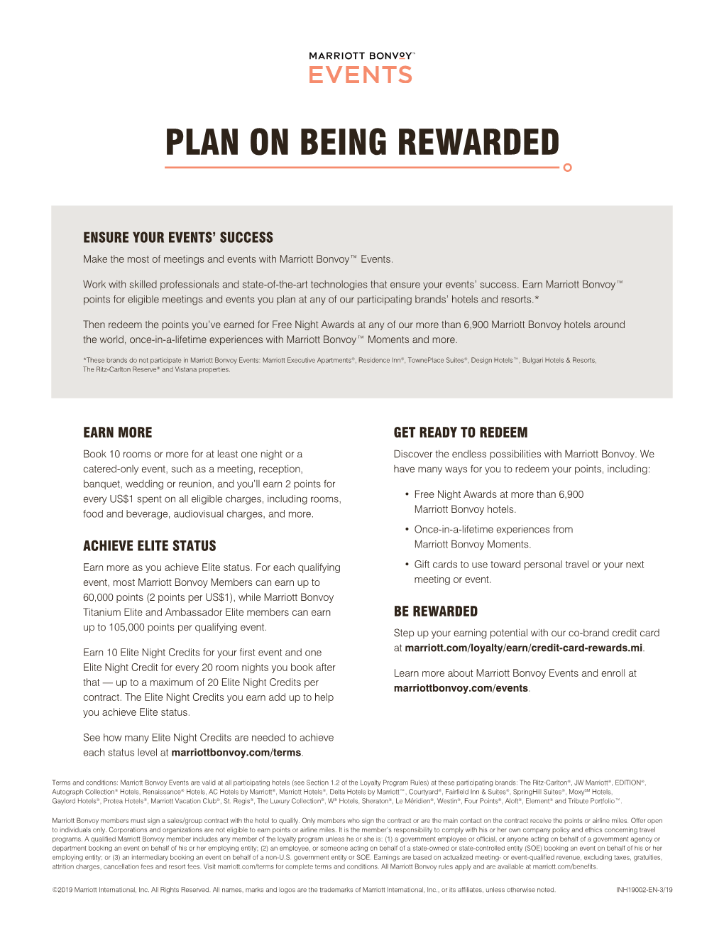 Marriott Bonvoy Events: Customer One-Page Flyer