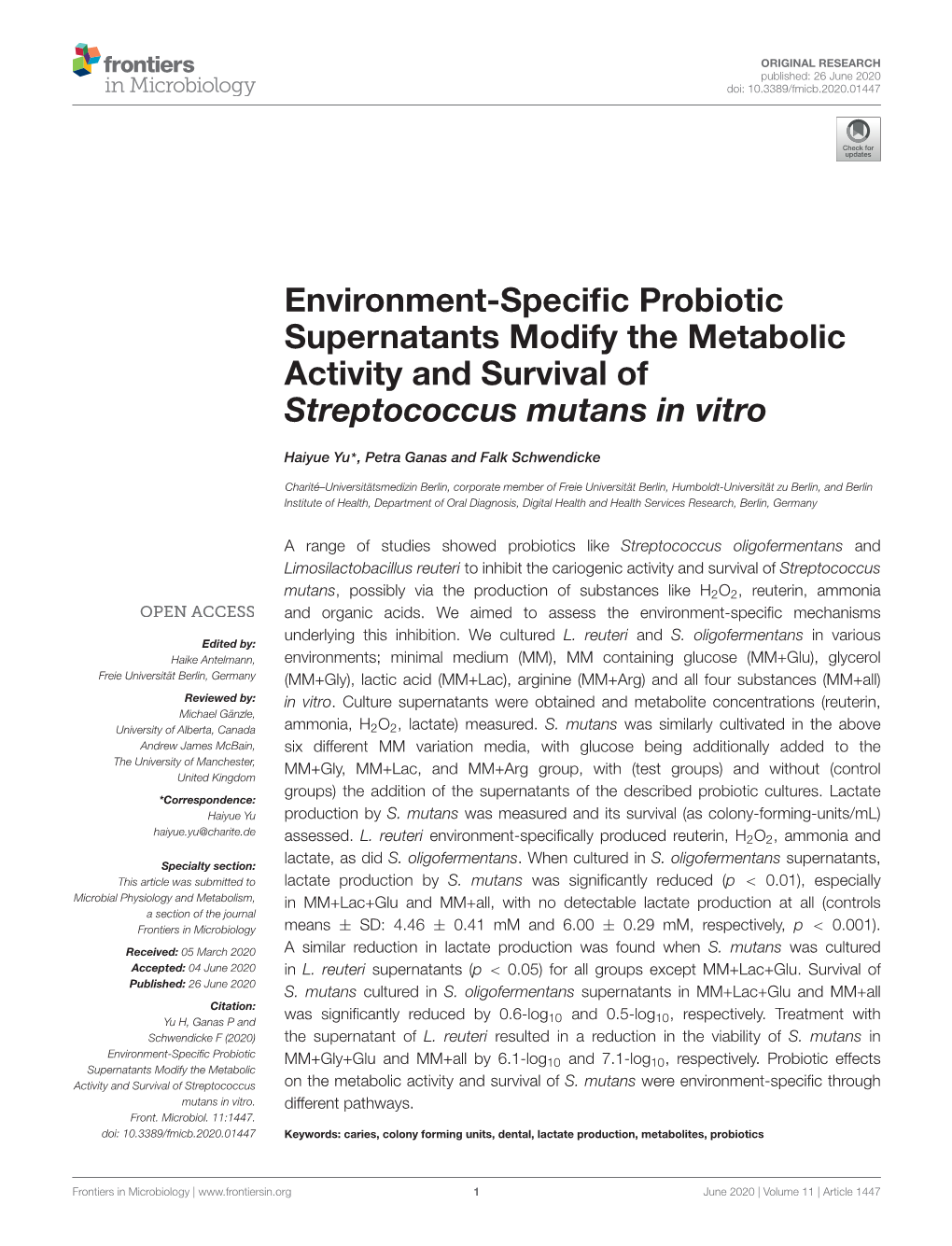 Environment-Specific Probiotic Supernatants Modify The