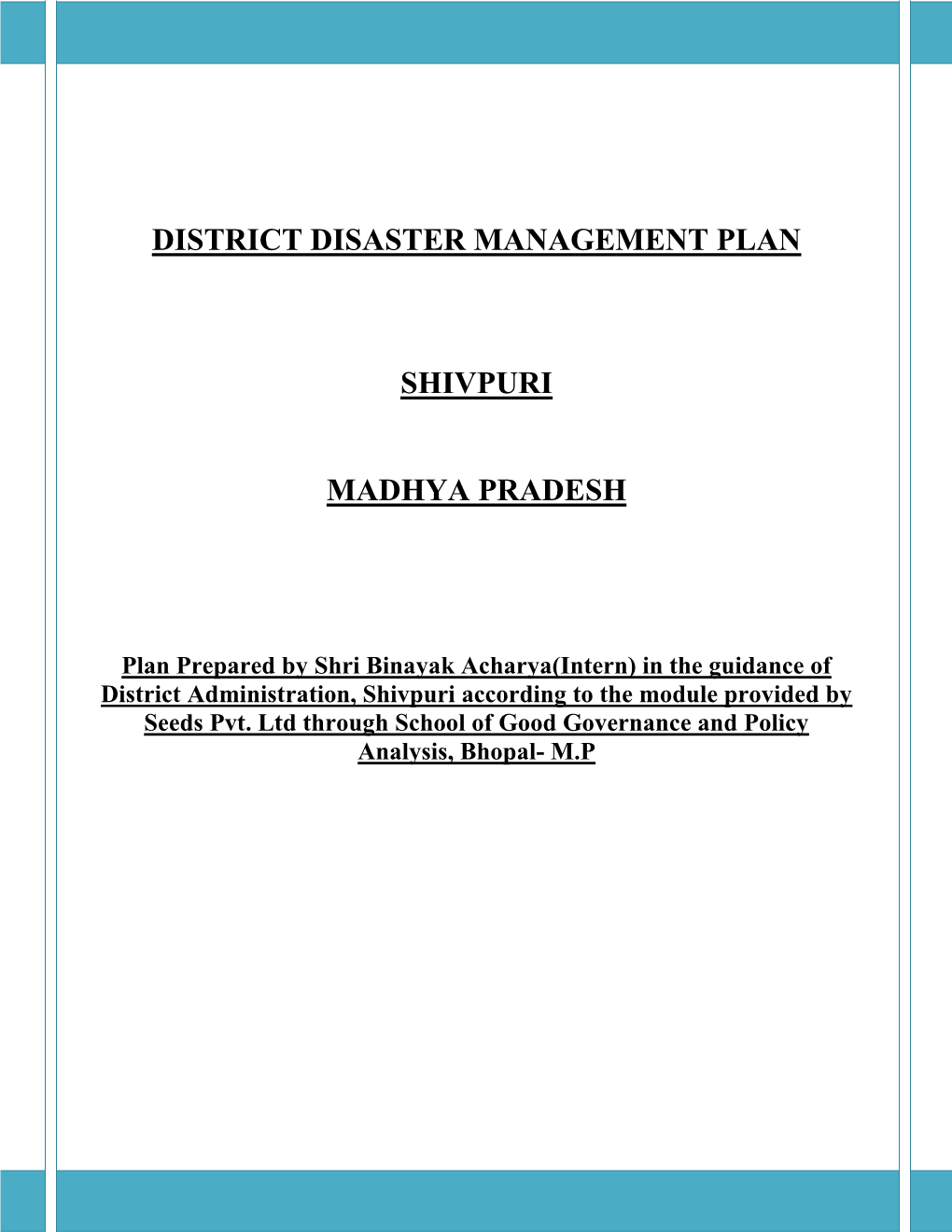 District Disaster Management Plan Shivpuri Madhya
