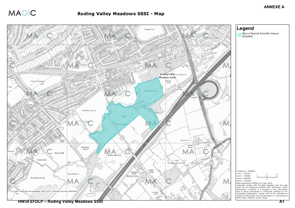 Roding Valley Meadows SSSI - Map