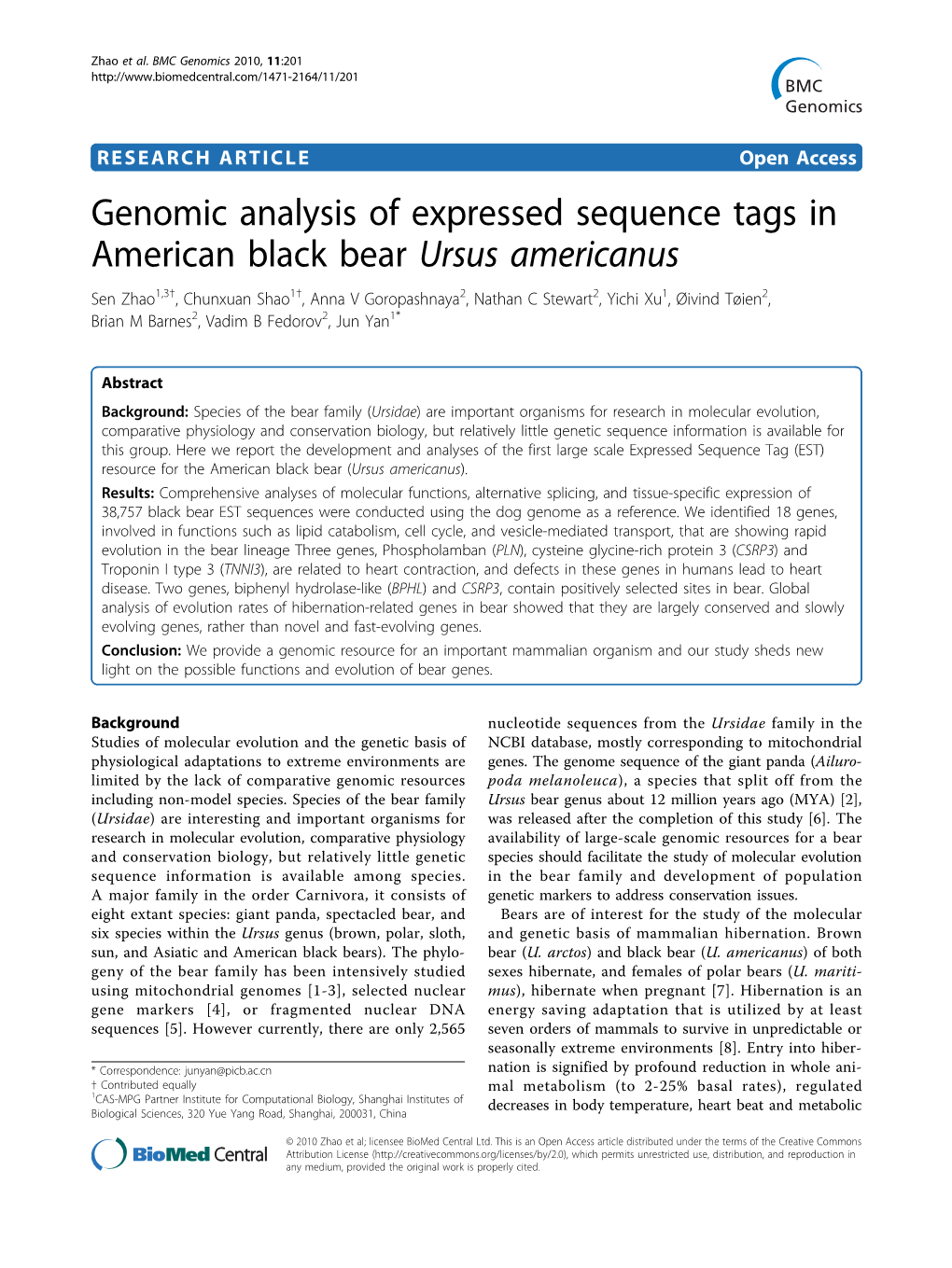 Genomic Analysis of Expressed Sequence Tags in American Black