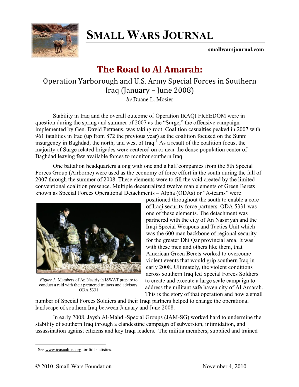 The Road to Al Amarah: Operation Yarborough and U.S