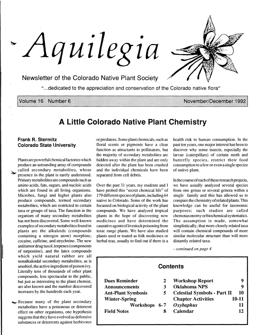 A Little Colorado Native Plant Chemistry