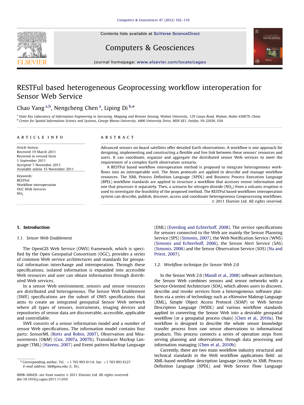 Restful Based Heterogeneous Geoprocessing Workflow