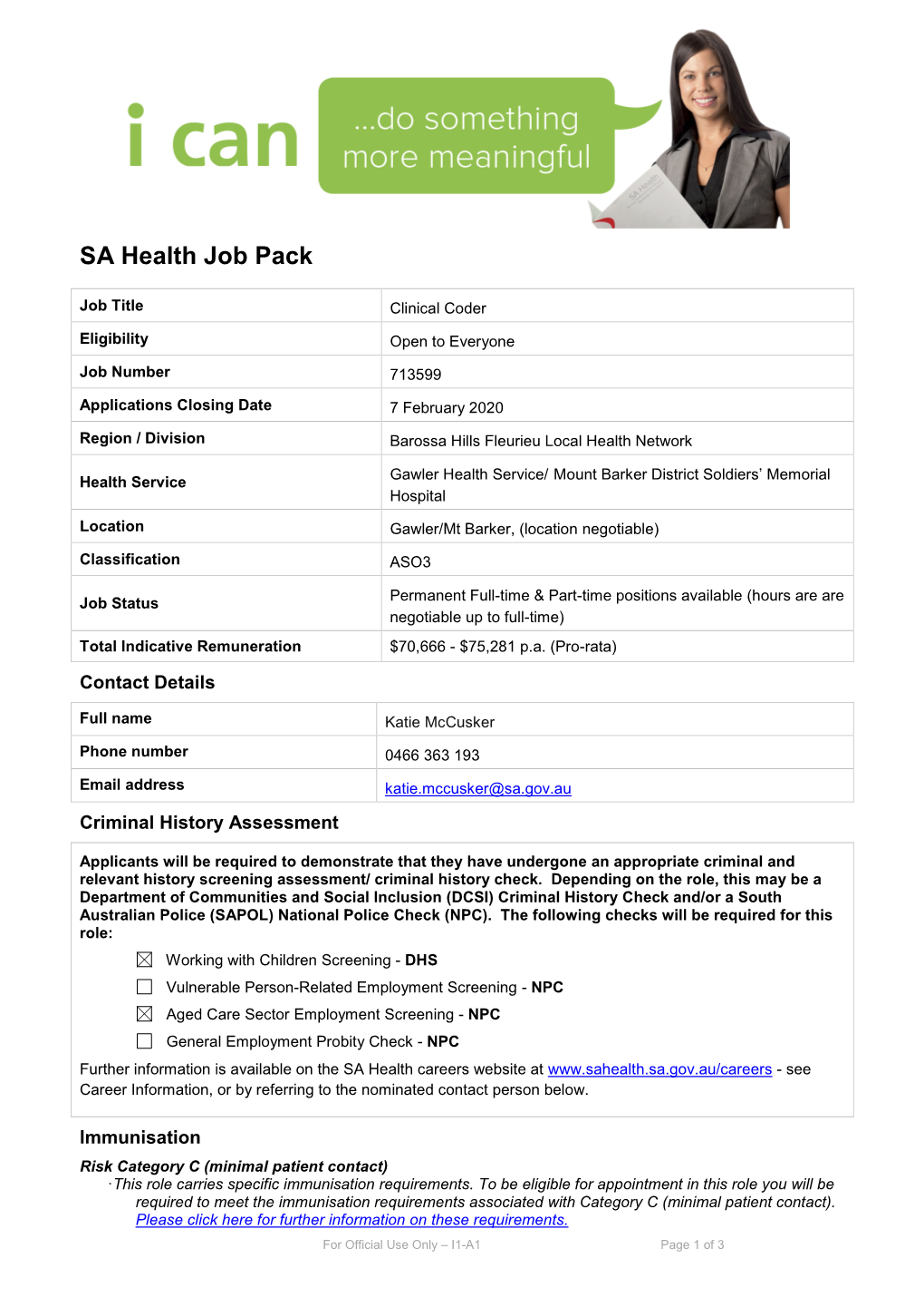 SA Health Job Pack
