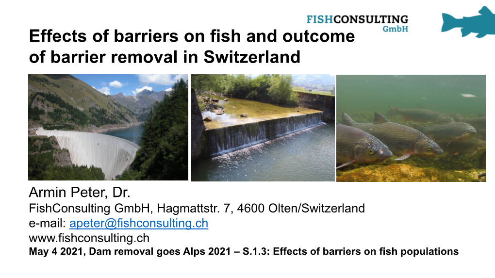 Effects of Barriers on Fish and Outcome of Barrier Removal in Switzerland