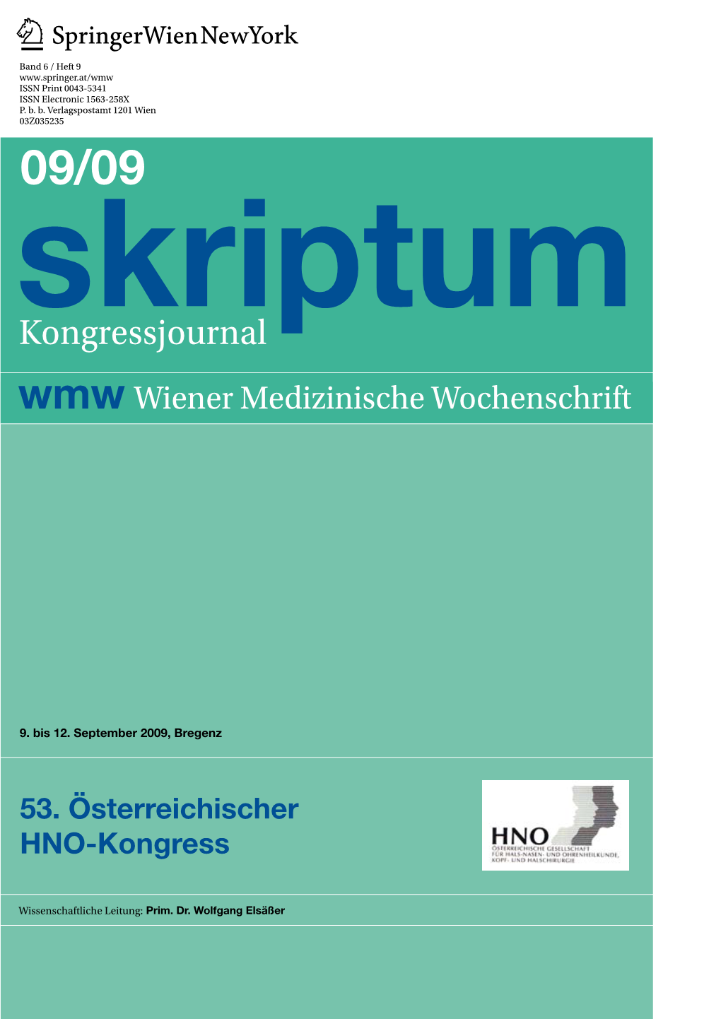 Kongressjournal Wmw Wiener Medizinische Wochenschrift