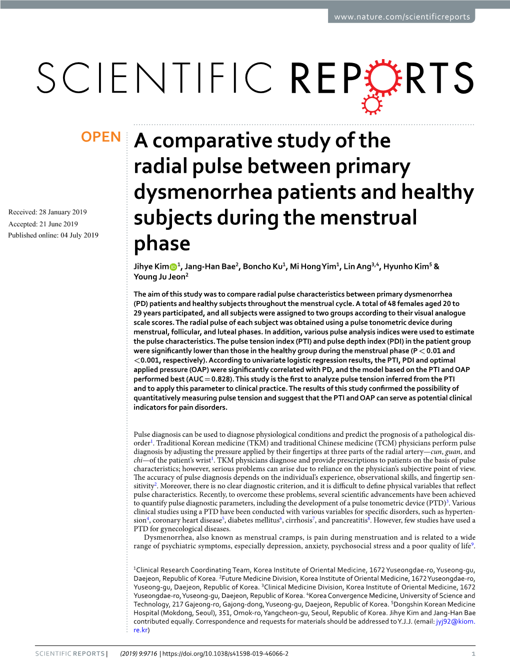 A Comparative Study of the Radial Pulse Between Primary