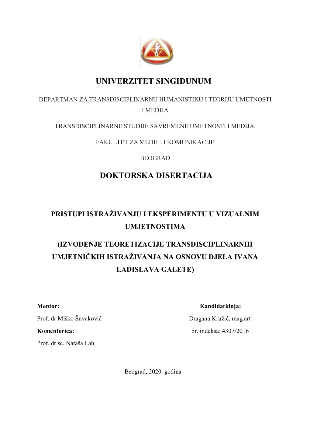 Univerzitet Singidunum Doktorska Disertacija