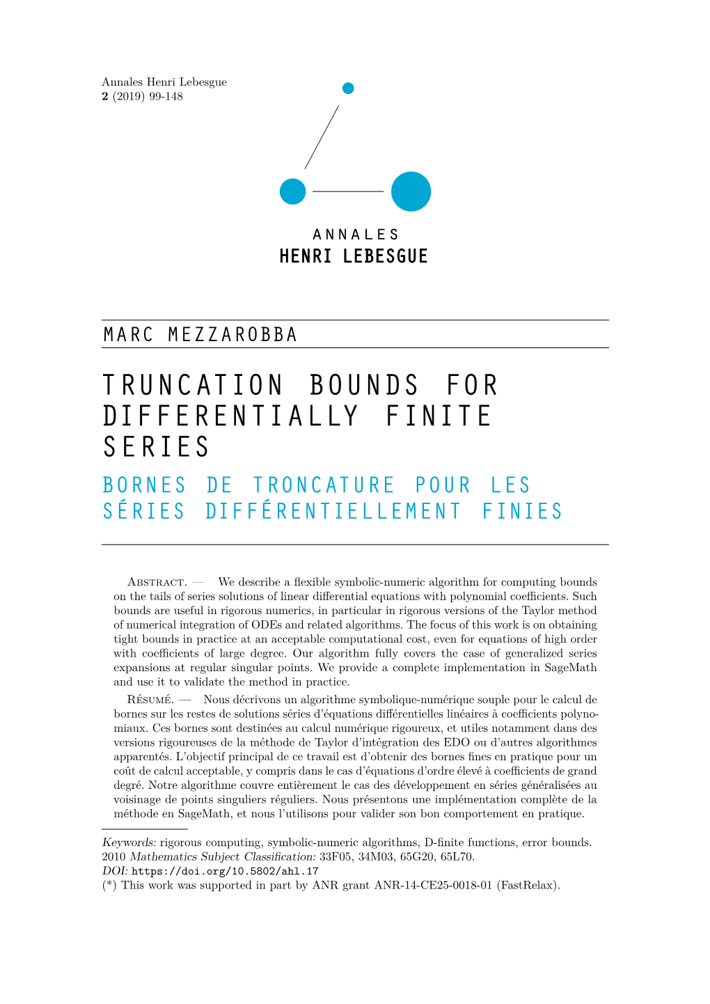 Truncation Bounds for Differentially Finite Series