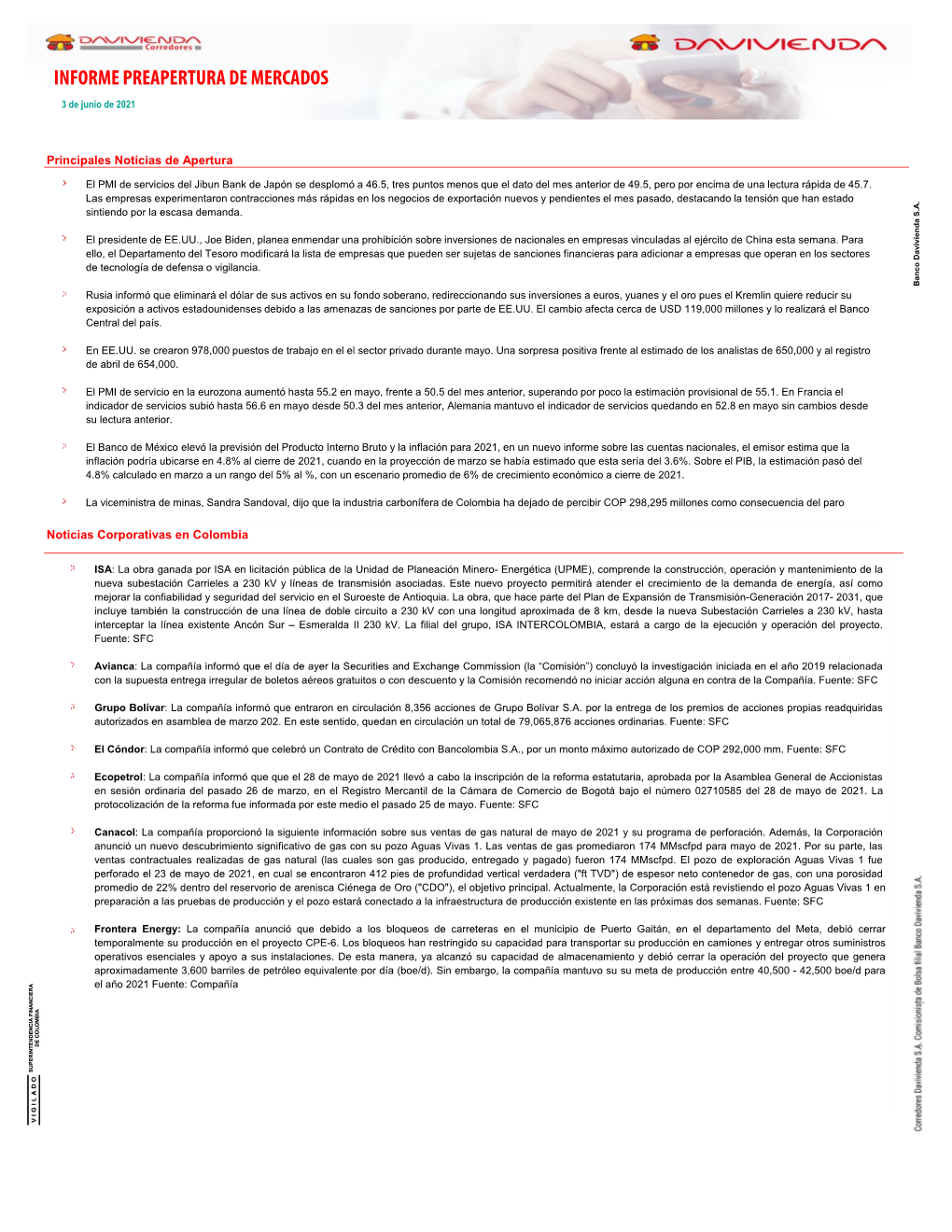 Informe Preapertura De Mercados