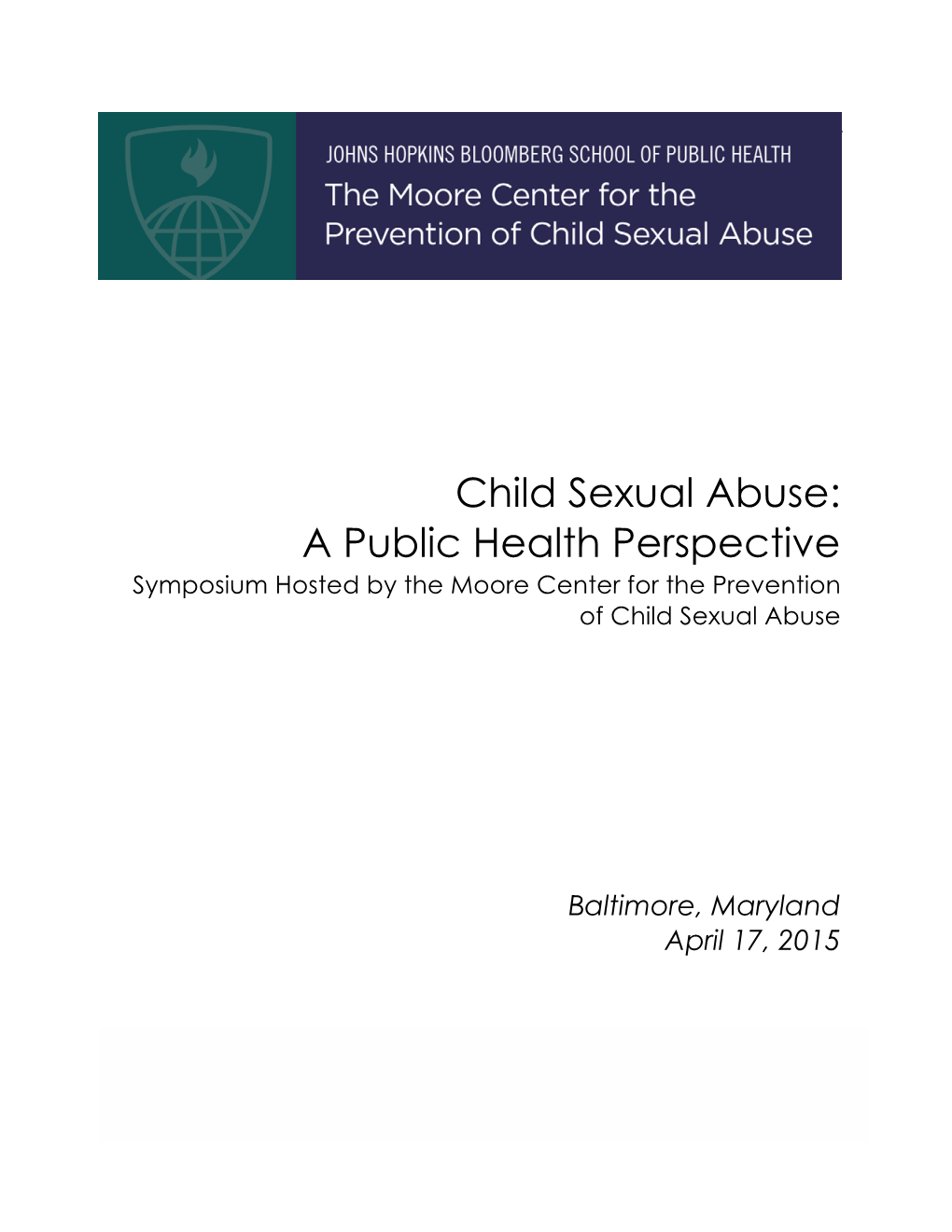 Child Sexual Abuse: a Public Health Perspective 2015 Page 1