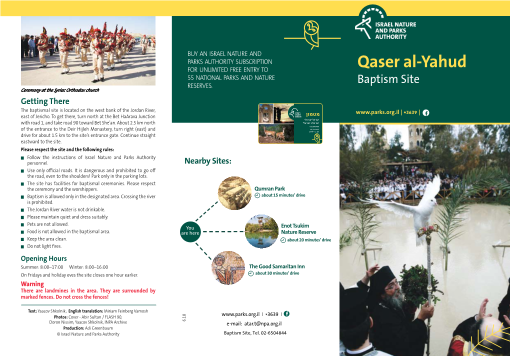 Qaser Al-Yahud 55 NATIONAL PARKS and NATURE E RESERVES