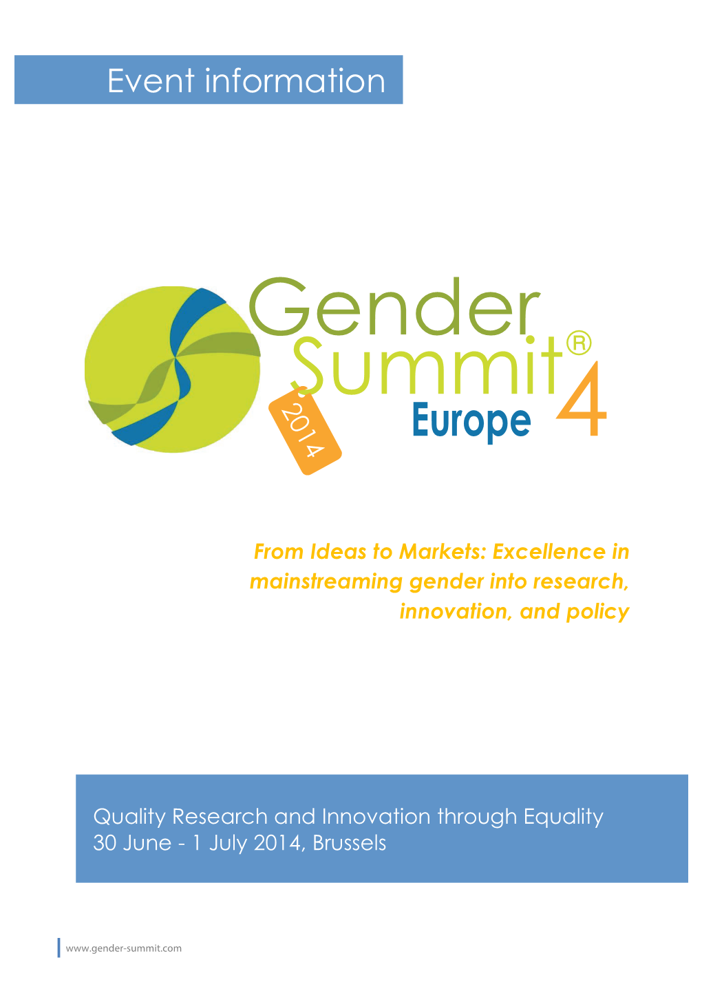 Gender Summit® 2014 Europe 4