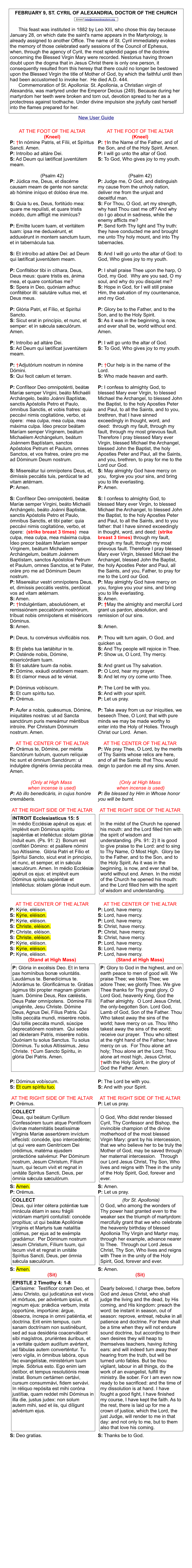 New User Guide FEBRUARY 9, ST. CYRIL of ALEXANDRIA, DOCTOR