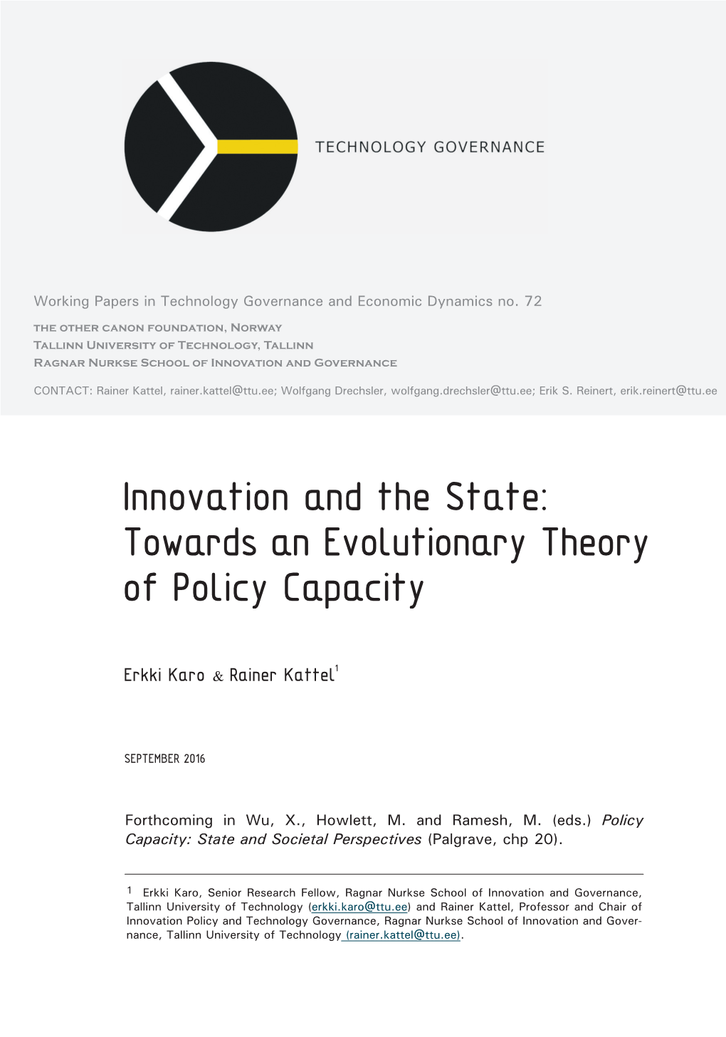 Towards an Evolutionary Theory of Policy Capacity