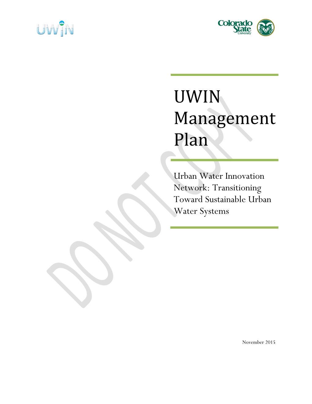 UWIN Management Plan