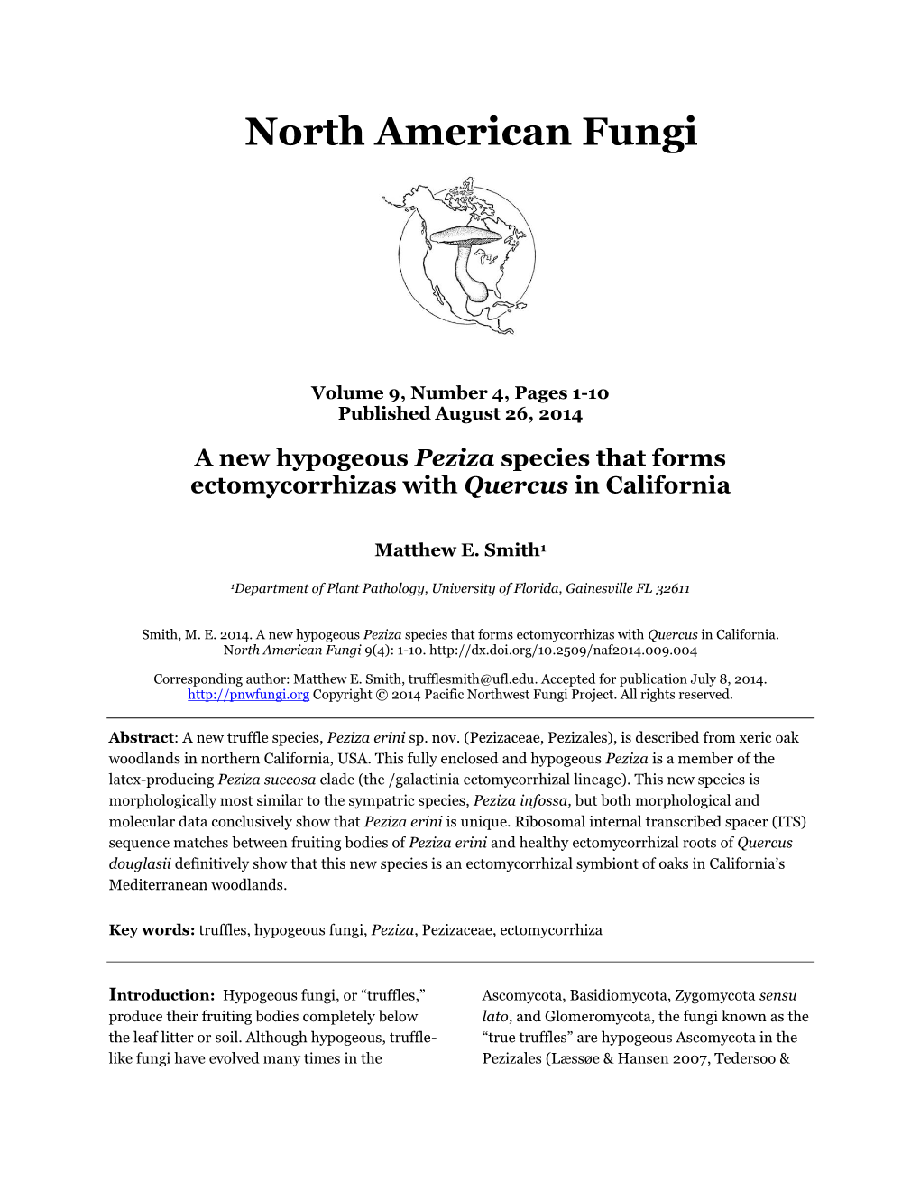 A New Hypogeous Peziza Species That Forms Ectomycorrhizas with Quercus in California