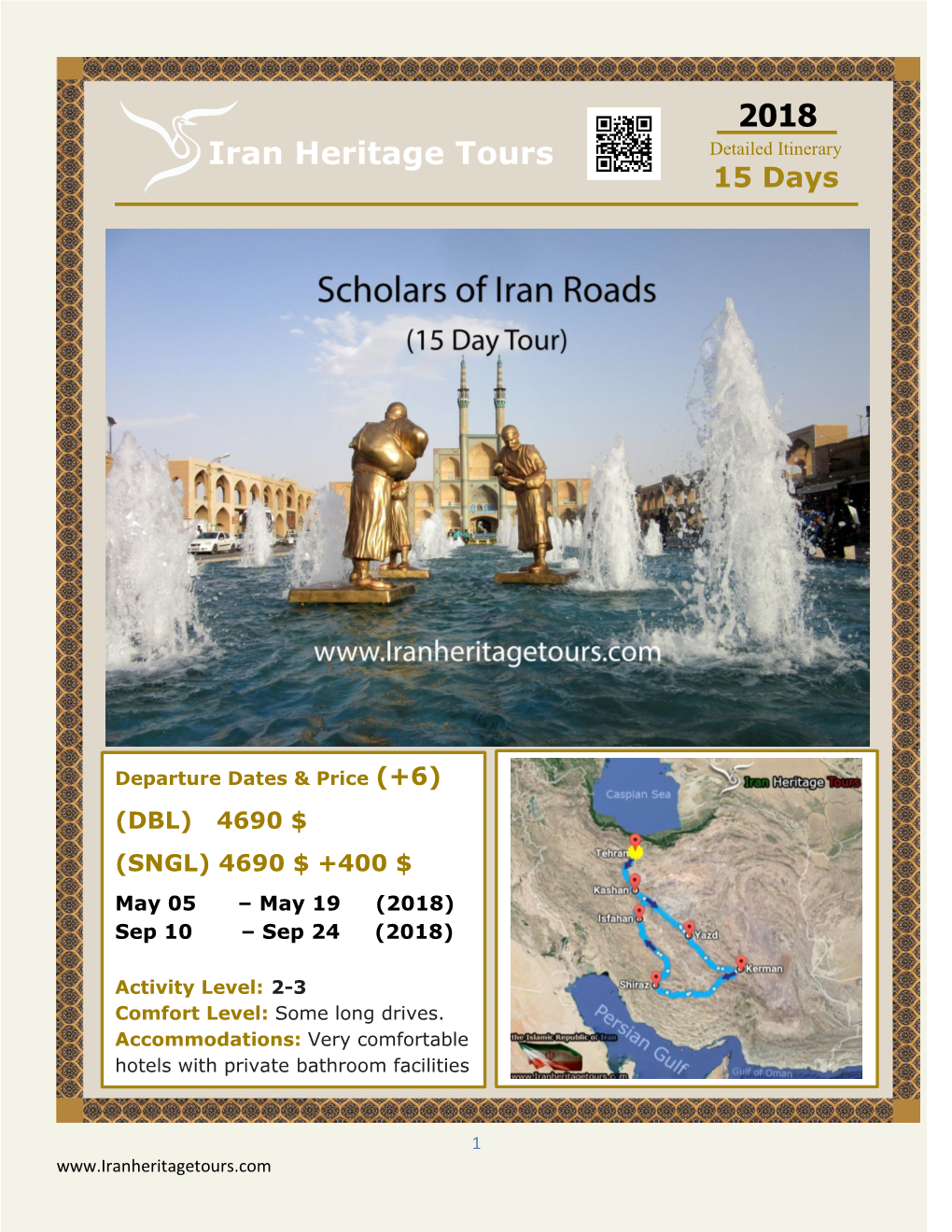 Iran Heritage Tours 2018