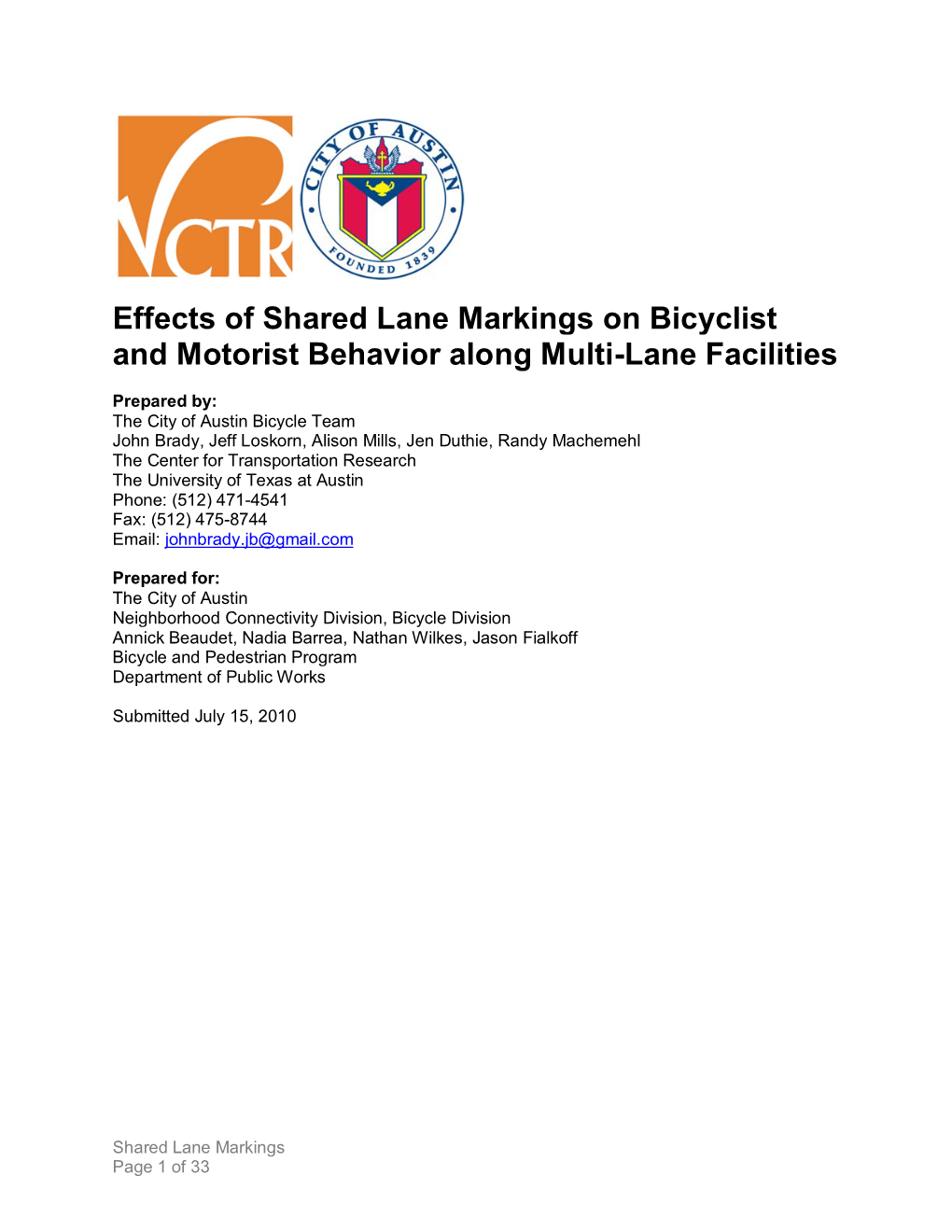Effects of Shared Lane Markings on Bicyclist and Motorist Behavior Along Multi-Lane Facilities