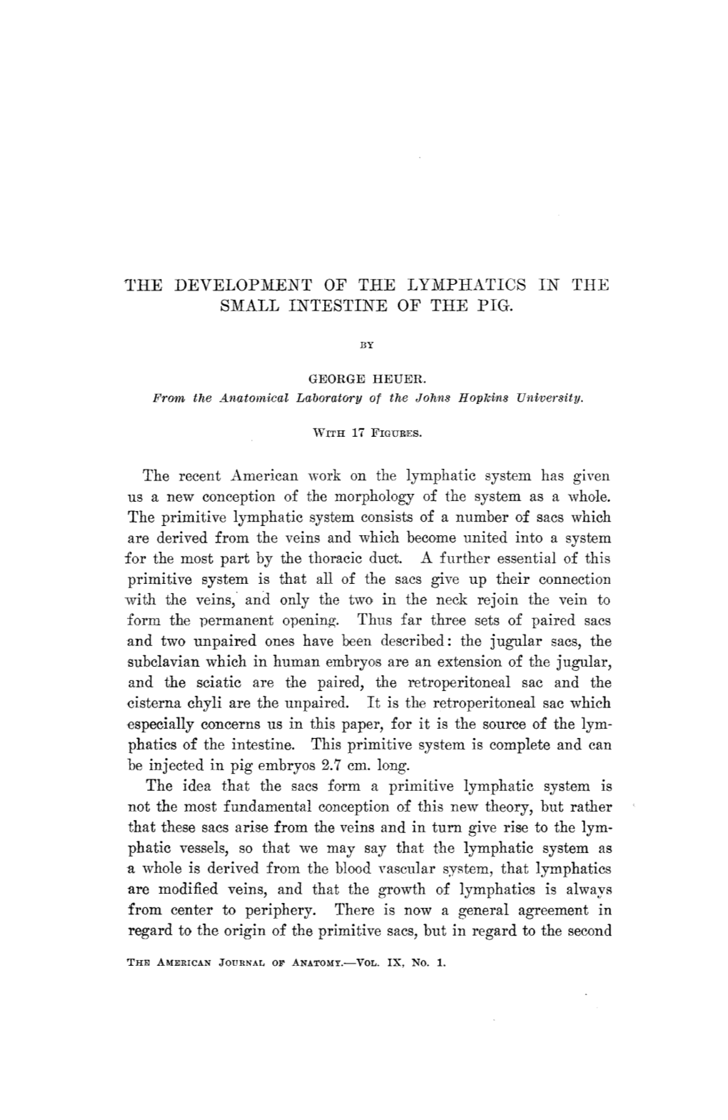 The Development of the Lymphatics in the Small Intestine of the Pig