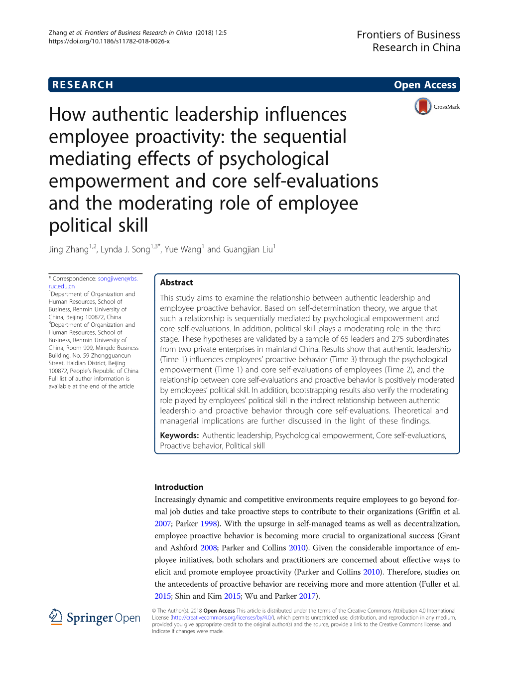 How Authentic Leadership Influences Employee Proactivity: the Sequential Mediating Effects of Psychological Empowerment and Core