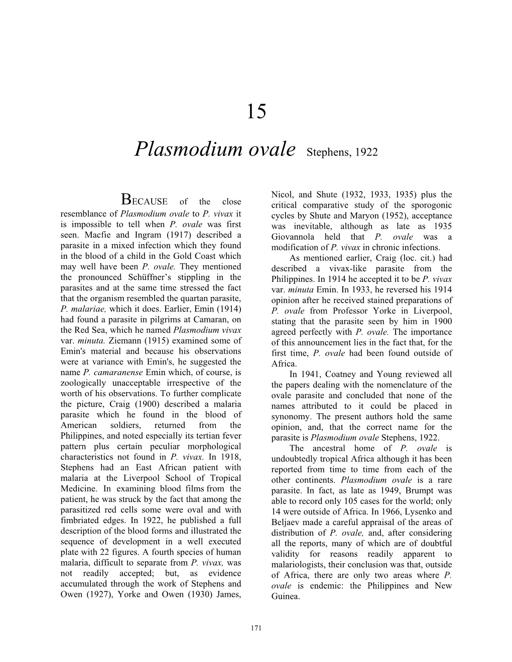 Plasmodium Ovale Stephens, 1922