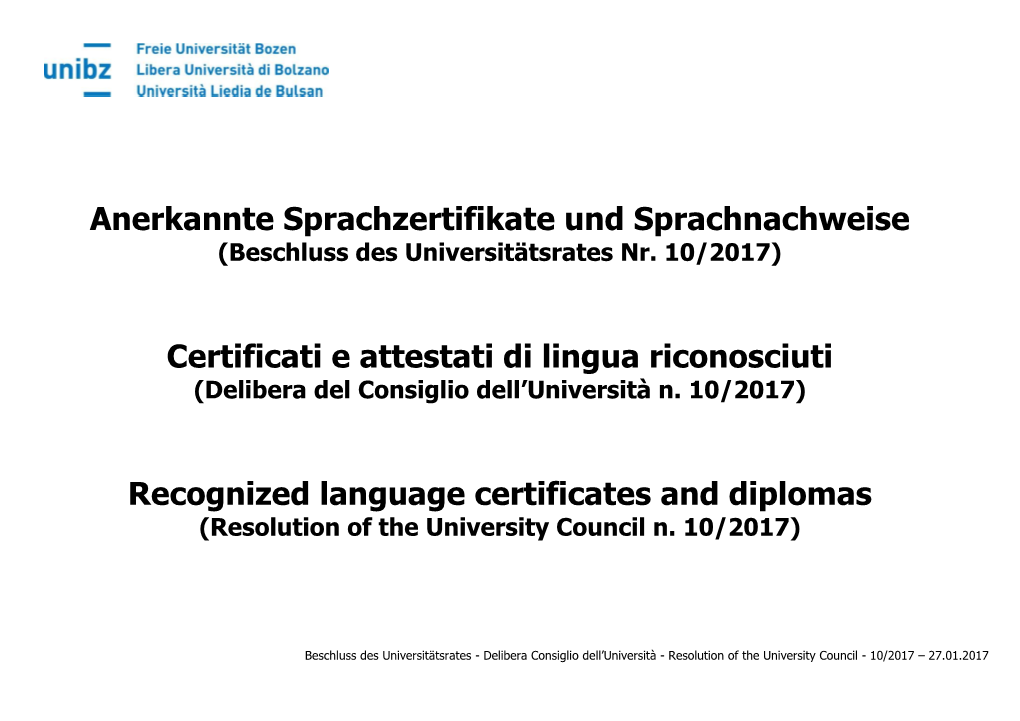 Anerkannte Sprachzertifikate Und Sprachnachweise Certificati E
