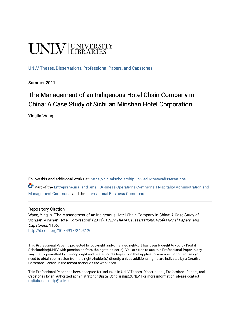 The Management of an Indigenous Hotel Chain Company in China: a Case Study of Sichuan Minshan Hotel Corporation