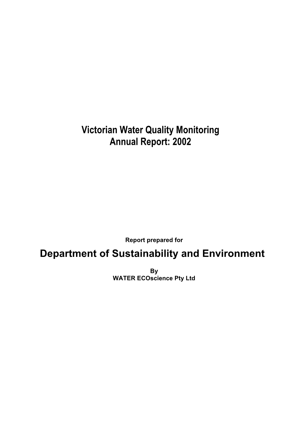 Victorian Water Quality Monitoring Annual Report: 2002