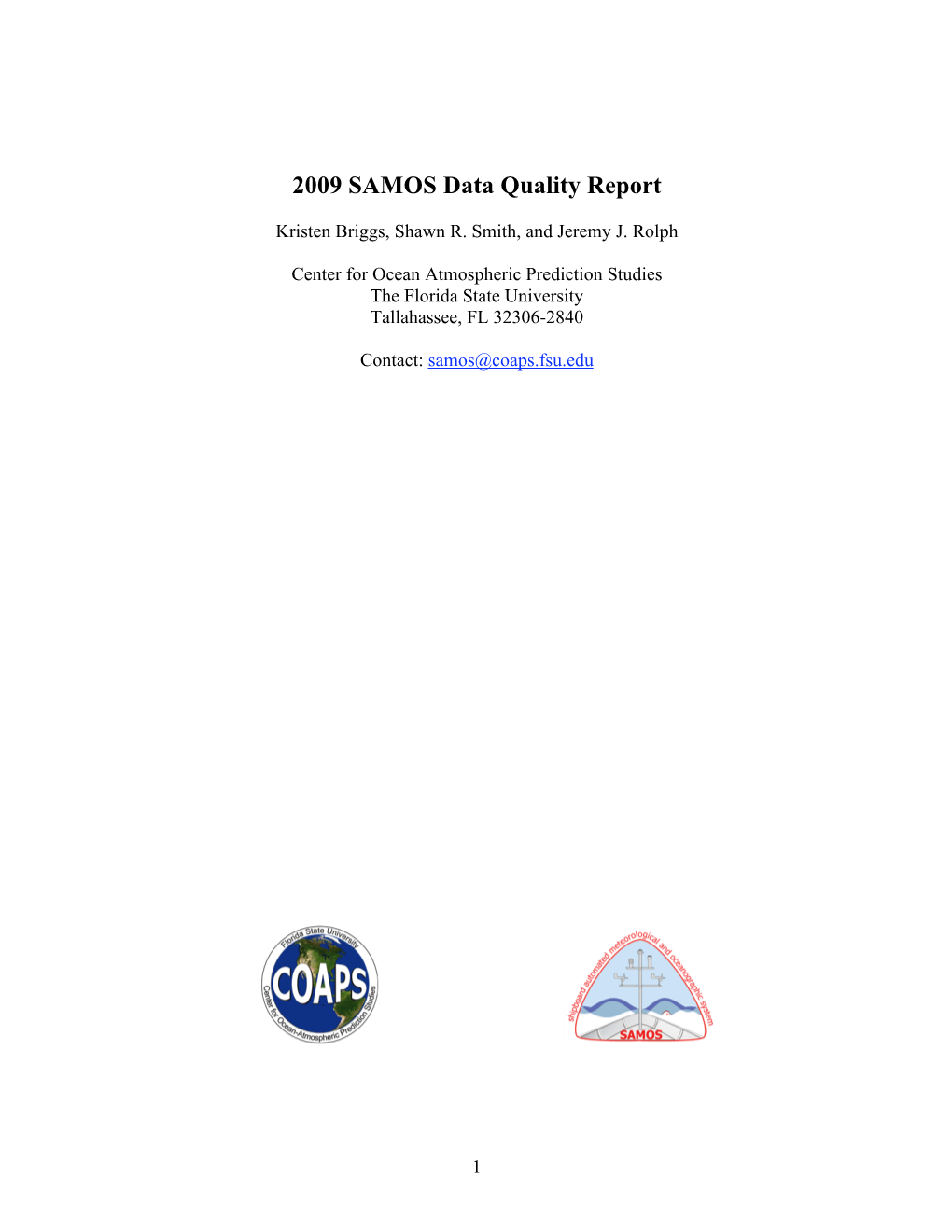 2009 SAMOS Data Quality Report