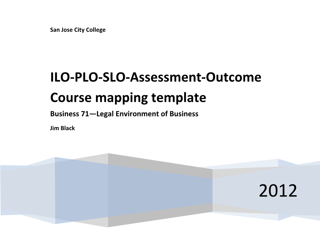 ILO-PLO-SLO-Assessment-Outcome Course Mapping Template Business 71—Legal Environment of Business
