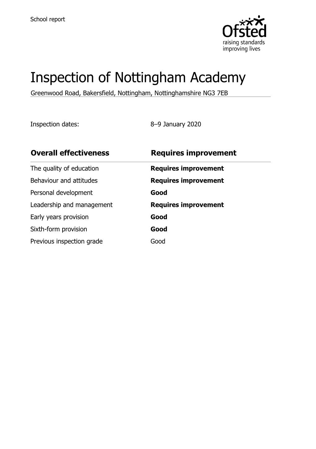 Inspection of Nottingham Academy Greenwood Road, Bakersfield, Nottingham, Nottinghamshire NG3 7EB
